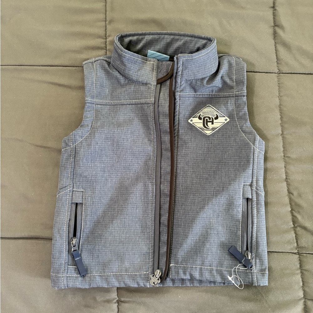 Cowboy Hardare Kids Gray Softshell Vest with Zip Pockets